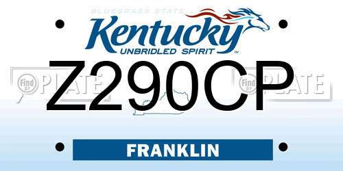 Z290CP Kentucky License Plate