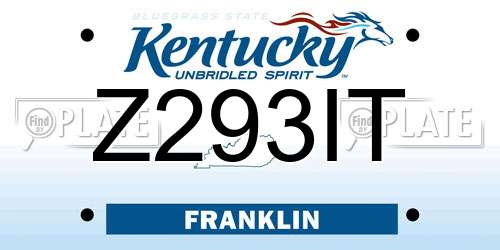 Z293IT Kentucky License Plate