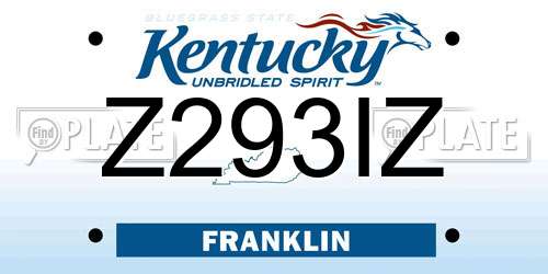 Z293IZ Kentucky License Plate