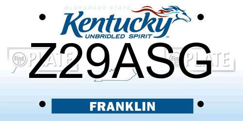 Z29ASG Kentucky License Plate