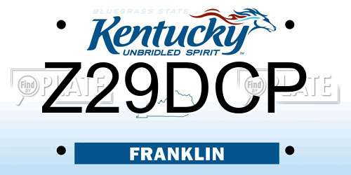 Z29DCP Kentucky License Plate