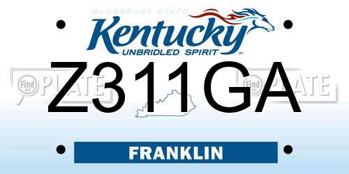 Z311GA Kentucky License Plate