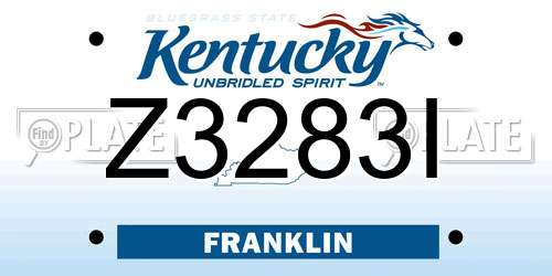 Z3283I Kentucky License Plate