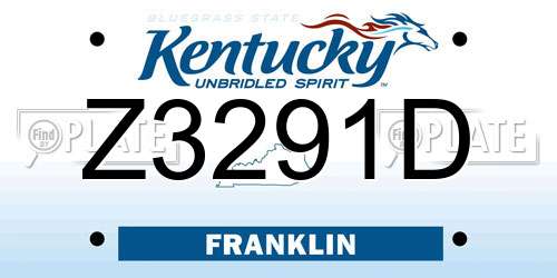 Z3291D Kentucky License Plate