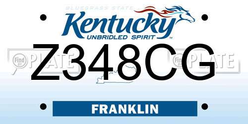 Z348CG Kentucky License Plate