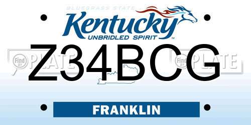 Z34BCG Kentucky License Plate
