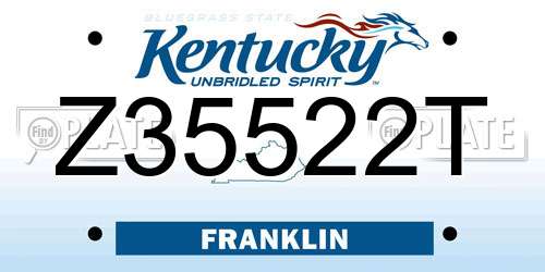 Z35522T Kentucky License Plate