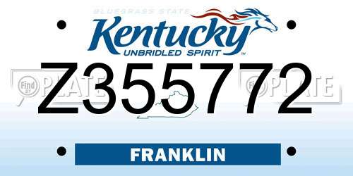 Z355772 Kentucky License Plate