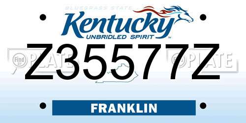Z35577Z Kentucky License Plate