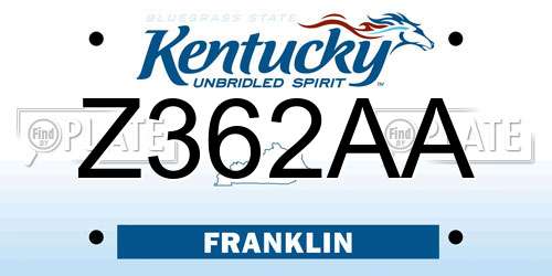 Z362AA Kentucky License Plate