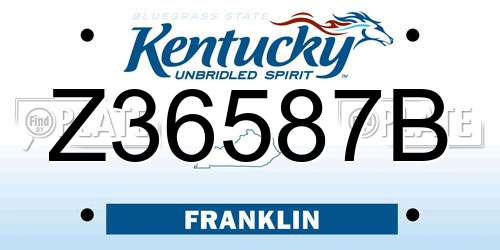Z36587B Kentucky License Plate
