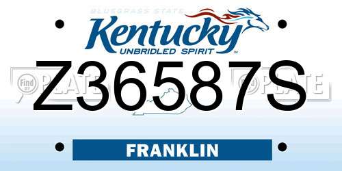 Z36587S Kentucky License Plate