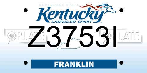 Z3753I Kentucky License Plate