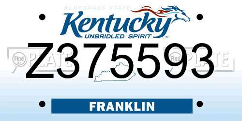 Z375593 Kentucky License Plate
