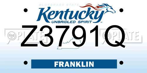 Z3791Q Kentucky License Plate