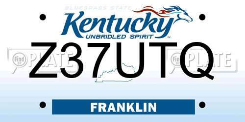Z37UTQ Kentucky License Plate