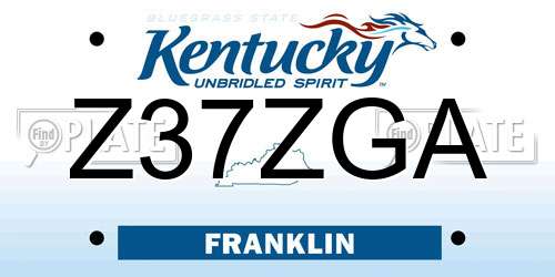 Z37ZGA Kentucky License Plate