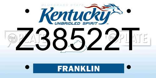 Z38522T Kentucky License Plate