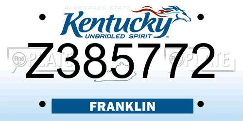 Z385772 Kentucky License Plate