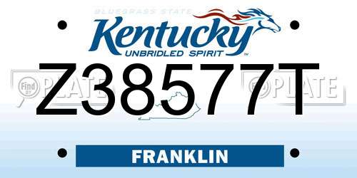 Z38577T Kentucky License Plate