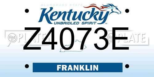 Z4073E Kentucky License Plate