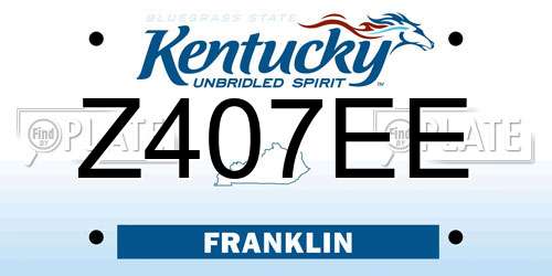 Z407EE Kentucky License Plate