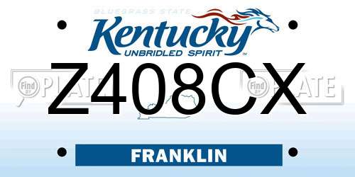 Z408CX Kentucky License Plate