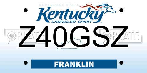 Z40GSZ Kentucky License Plate
