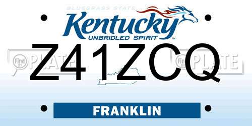 Z41ZCQ Kentucky License Plate