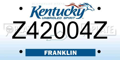 Z42004Z Kentucky License Plate