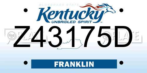 Z43175D Kentucky License Plate
