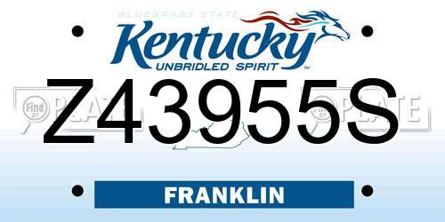 Z43955S Kentucky License Plate