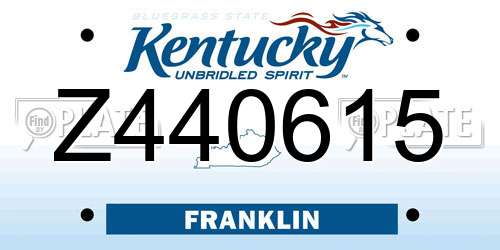 Z440615 Kentucky License Plate