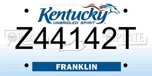 Z44142T Kentucky License Plate