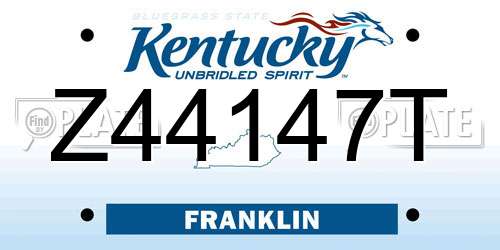 Z44147T Kentucky License Plate
