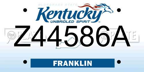 Z44586A Kentucky License Plate