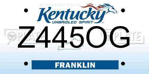 Z445OG Kentucky License Plate