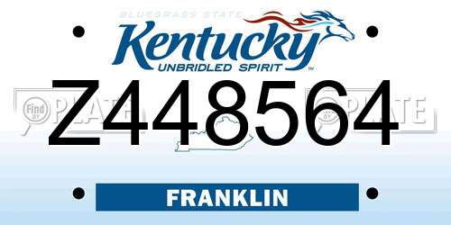 Z448564 Kentucky License Plate
