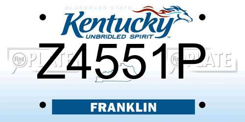 Z4551P Kentucky License Plate