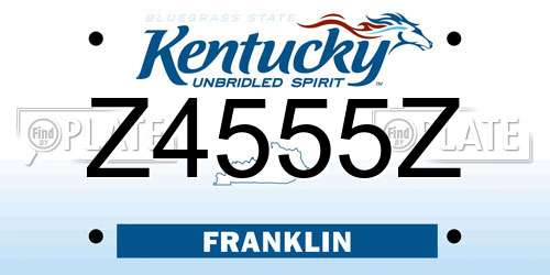 Z4555Z Kentucky License Plate
