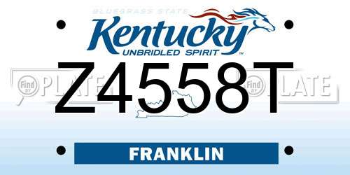 Z4558T Kentucky License Plate