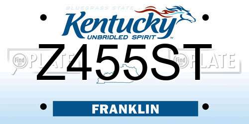 Z455ST Kentucky License Plate