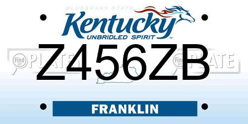 Z456ZB Kentucky License Plate