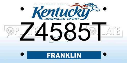 Z4585T Kentucky License Plate
