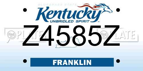 Z4585Z Kentucky License Plate