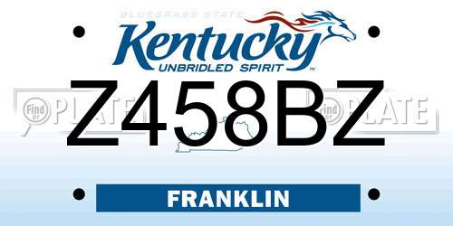 Z458BZ Kentucky License Plate