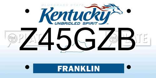 Z45GZB Kentucky License Plate