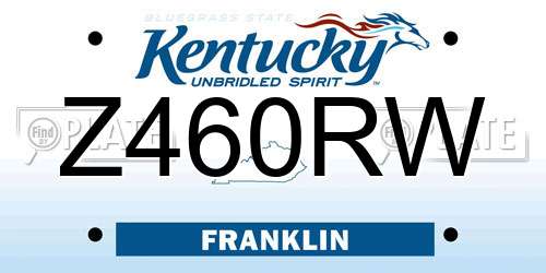 Z460RW Kentucky License Plate