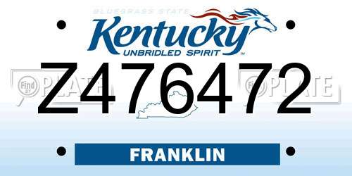 Z476472 Kentucky License Plate