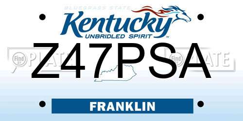 Z47PSA Kentucky License Plate